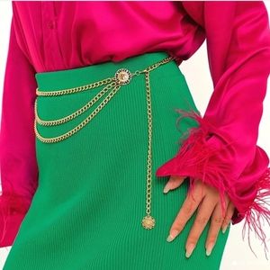 Multilayer Waistchain Sunflower Pendant  Silver/Gold